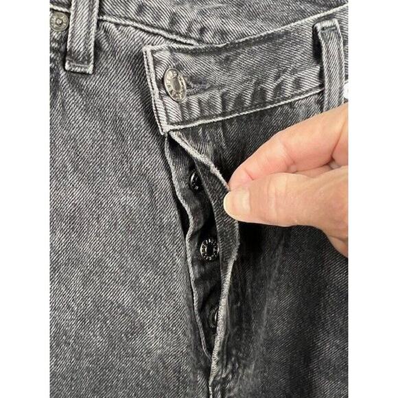 AGOLDE Criss Cross High Rise Straight Jeans in Shambles Black Distressed 31 - Picture 4 of 10